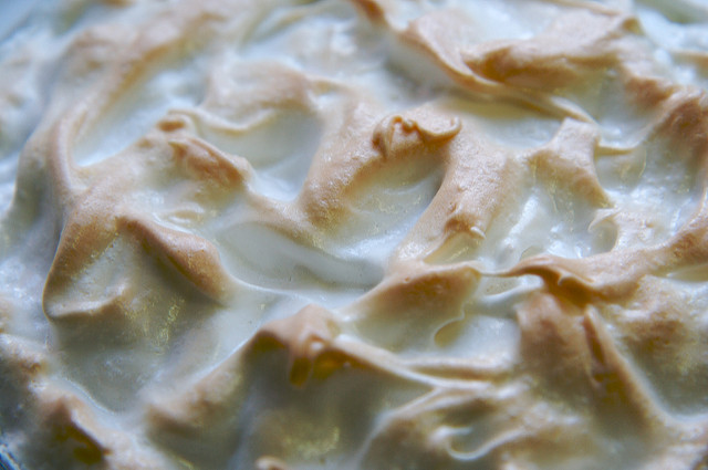 Meringue topping on a lemon-meringue pie